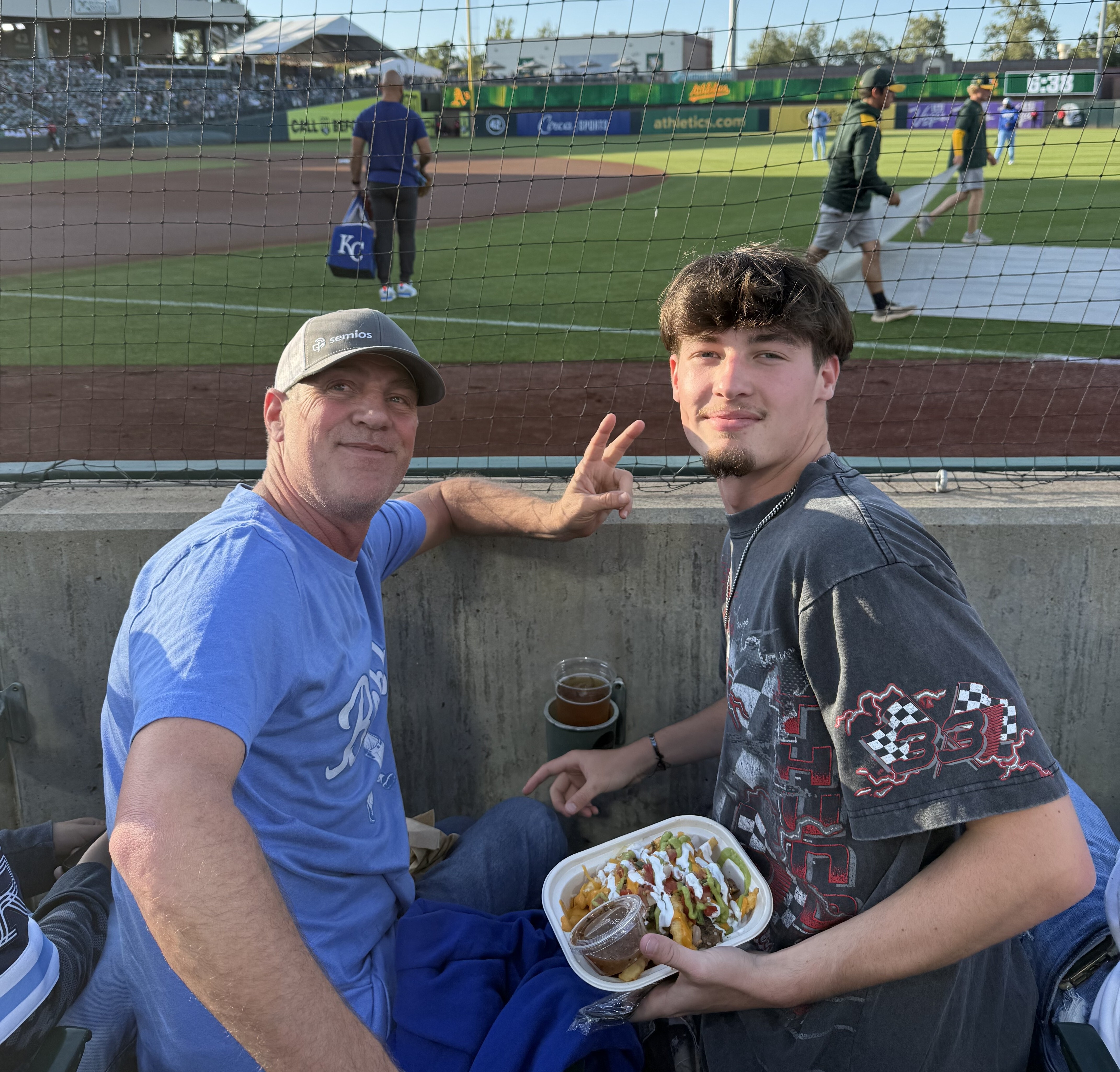 Jeff Thorning at a baseball game with his son