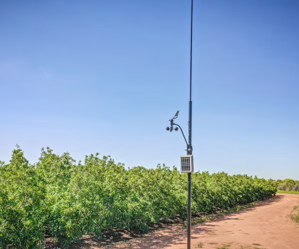 A weather station installed on a farm